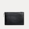 Delsaro black leather travel bag by AJEES Leather with minimalist design and premium textured leather.