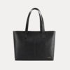 Black pebbled leather tote bag for women with double top handles – Liano