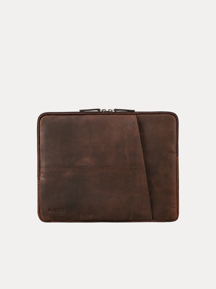 Oxford brown leather laptop bag for office and business
