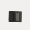 Black leather trifold card holder wallet for men with red stitch detail – Virello