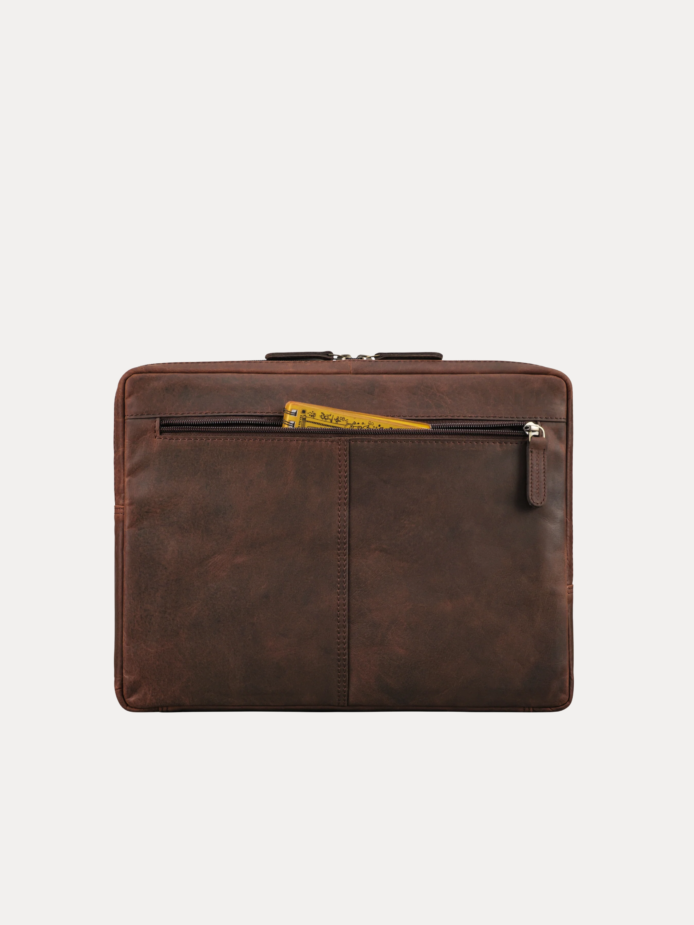 Oxford brown leather laptop bag for office and business