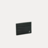 Dark green croc-embossed leather card holder wallet with slim design
