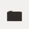 Brown leather zip card holder wallet with coin pocket