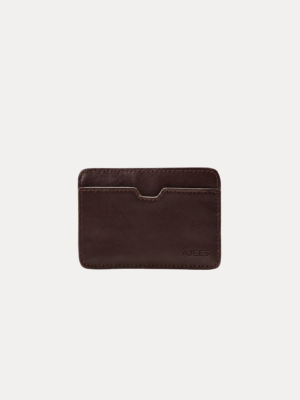Brown leather card holder wallet with cutout card slot – Veyron