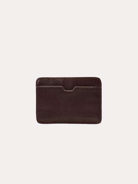 Brown leather card holder wallet with cutout card slot – Veyron