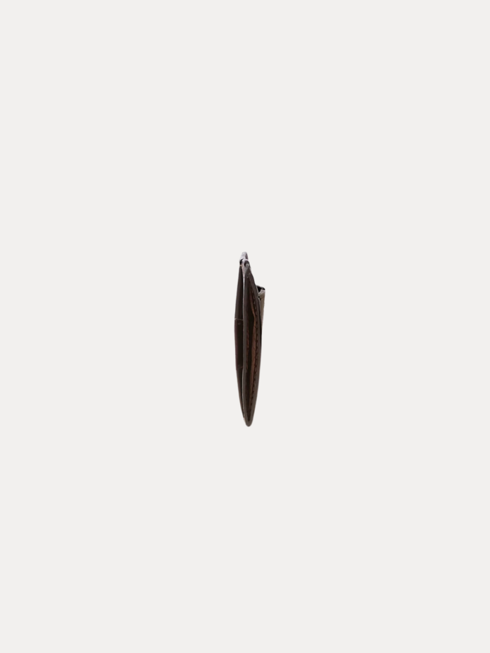 Brown leather card holder wallet with cutout card slot – Veyron