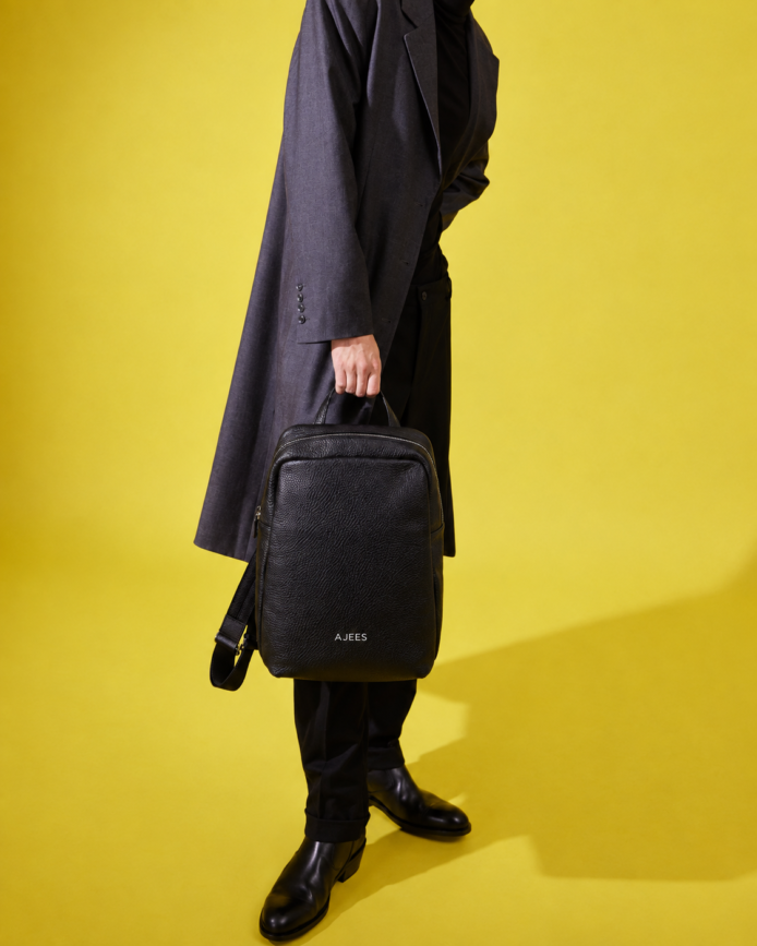 Crown Bag Pack black leather backpack