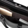 Black leather laptop briefcase with double handles and shoulder strap – AJEES Regal Laptop Bag