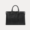 Black leather laptop briefcase with double handles and shoulder strap – AJEES Regal Laptop Bag