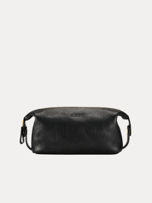 Mat Leather Travel Bag – Premium Black Leather Travel Pouch