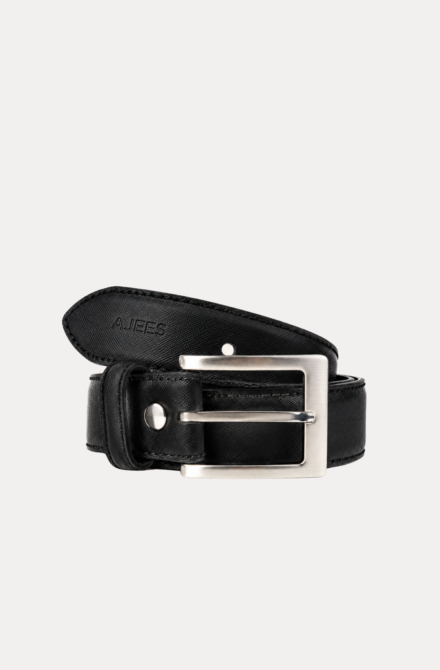 AJEES formal leather belt for men with sleek metal buckle