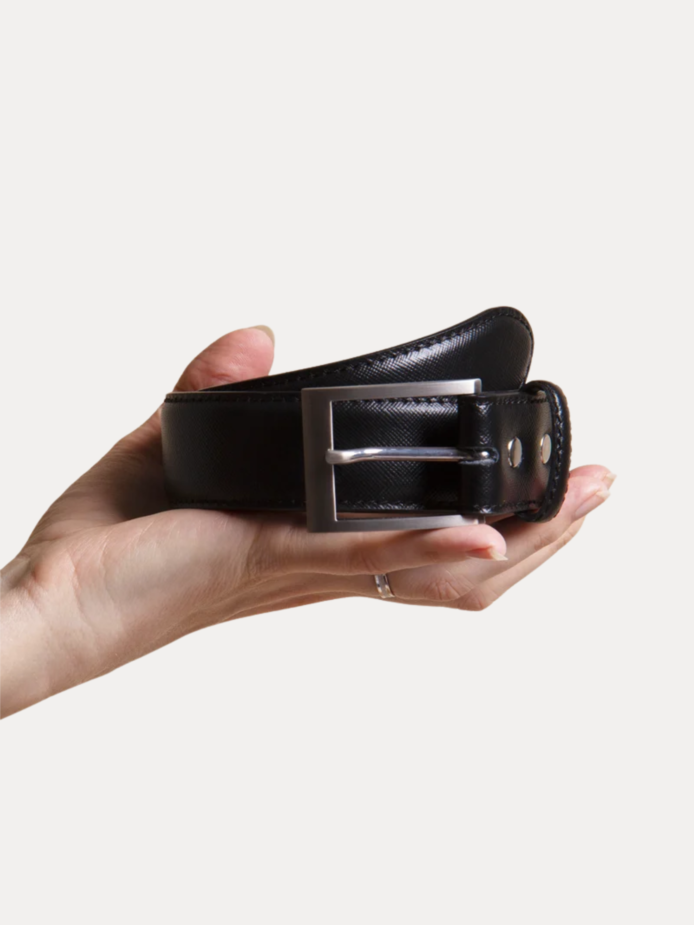 AJEES formal leather belt for men with sleek metal buckle