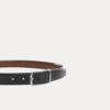 Men's reversible black and brown leather belt with silver rotating buckle
