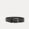 AJEES classic black leather belt for men with a silver-tone metal buckle