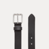 AJEES classic black leather belt for men with a silver-tone metal buckle