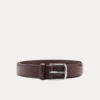 AJEES Renzo brown leather belt for men with stitched edges and silver-tone buckle