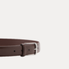 AJEES Renzo brown leather belt for men with stitched edges and silver-tone buckle