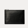 Black leather Late laptop bag with gold zipper and embossed AJEES logo