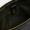 Black leather Late laptop bag with gold zipper and embossed AJEES logo