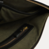 Black leather Late laptop bag with gold zipper and embossed AJEES logo